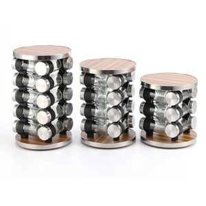 Miglior Portaspezie Girevole in Legno con 16 <span class=keywords><strong>Barattoli</strong></span>, Supporto per Bottiglie di <span class=keywords><strong>Spezie</strong></span>, Organizzatore Girevole per <span class=keywords><strong>Barattoli</strong></span> di Condimenti da Cucina - Product Image 4