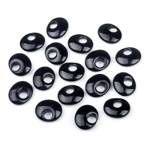 Manik-manik Batu Akik <span class=keywords><strong>Onyx</strong></span> Hitam Bulat 16x20mm Lubang Samping Besar 6mm Liontin Gantungan Aksesoris DIY Gelang Kalung Zitian KS-1763 - Product Image 2
