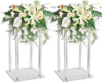 Centre de table de mariage en feuille acrylique, vases carrés géométriques en cristal, support de fleurs en acrylique pour décorations de table de mariage