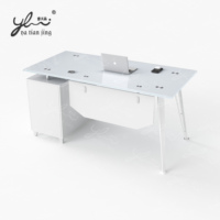 Bureau d'écriture en verre moderne et simple pour la maison, le bureau, la chambre à coucher, table d'ordinateur en fer avec tiroir, meubles pour petits espaces