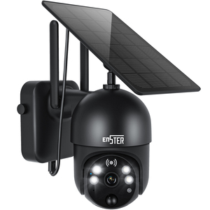 ENSTER CCTV Tenaga Surya 360 Derajat, CCTV 2 Arah Audio Penglihatan Malam Nirkabel WiFi Keamanan Bertenaga Baterai Kamera PTZ - Product Image 1