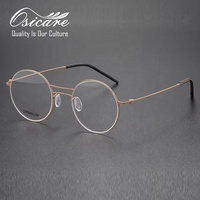 Gafas Redondas Osicare para Hombre, Montura de Titanio en Oro Rosa, Diseño de Doble Puente, Gafas Retro, Logotipo Personalizado, Venta al Por Mayor, OEM
