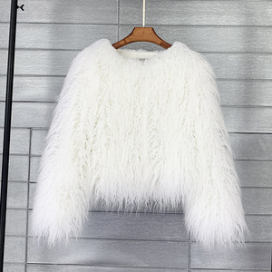Slim Korean Solid Color <strong>Beach</strong> Wool Women's <strong>Coat</strong> Imitation Fur Factory Straight Medium Length Vintage <strong>Coat</strong> - Product Image 6