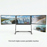 Moniteur portable triple écran AHXJKA 15,6 pouces 1920x1080 IPS, affichage triple sans soudure, pliable, USB-C, visionnement immersif, compatible Win/Mac