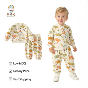 Ensemble de vêtements pour bébés garçons Guai automne-hiver, motif lune, veste en coton, pantalon, tenue décontractée pour tout-petits, 2 pièces, RST - Product Image 1