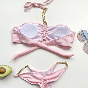 Personalizado caliente traje de baño mujeres traje de baño niñas Sexy brillante cadena <span class=keywords><strong>Bikini</strong></span> con logotipo - Product Image 3