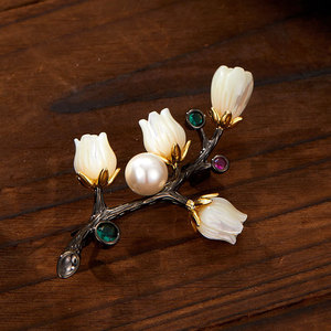 MUYU Lily Of The Valley Brooch Gold Pearl Flower Pin Women's Fashion Gift Jewelry - Product Image 2