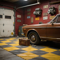 Carrelage de sol de garage moderne à emboîtement antidérapant de 18mm d'épaisseur, installation suspendue en PP avec verrouillage par clic pour escalier de sous-sol