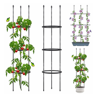 Offre spéciale, haute qualité, couleur personnalisée combinée fleur de Rose obélisque noir robuste rond métal tour de plante jardin treillis/