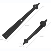 Ensemble de poignées et charnières décoratives noires pour portes métalliques, portes de garage et portes de maison, avec accents de charnière, 2 poignées et 4 charnières