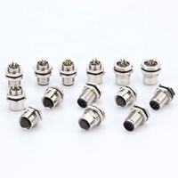 Connecteur circulaire M12 étanche IP67 en plastique, mâle/femelle, à 3, 4, 5, 6, 8 ou 12 broches, pour montage sur panneau PCB