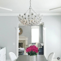 Lustre moderne en cristal XZ avec pendentifs en forme de fleurs LED pour mariage, type de lampe suspendue adapté à la salle à manger, la chambre à coucher, la villa, le hall