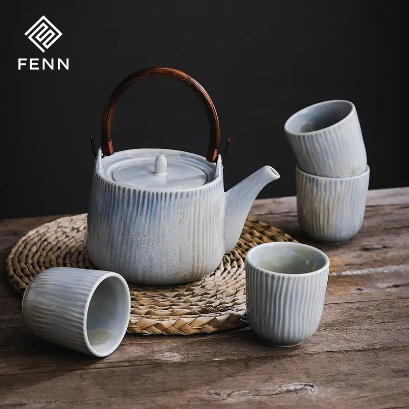 Chaleira japonesa com 4 lantejoulas, conjunto de chá de café vintage de cerâmica com design exclusivo de porcelana