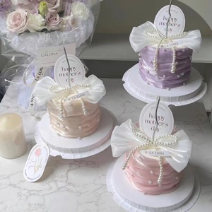 ของตกแต่งเค้กวันแม่ น้ำผึ้งและรสหวาน ประดับด้วยไหมมุก โบว์มุก สำหรับตกแต่งเค้ก - Product Image 4