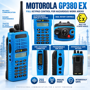 Radio portable <span class=keywords><strong>Motorola</strong></span> GP380 EX GP340 EX GP339 EX VHF UHF 403 470 MHz <span class=keywords><strong>Talkie</strong></span>-<span class=keywords><strong>walkie</strong></span> pour atmosphères explosives, pétrole, gaz, poussière, usine - Product Image 2