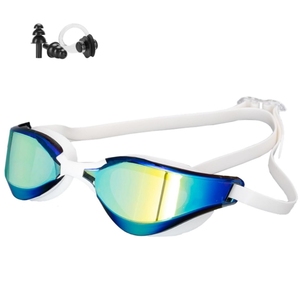 Lunettes de natation avec bouchons d'oreilles et pince-nez, anti-buée, sans fuite, protection UV, pour femmes et hommes - Product Image 4