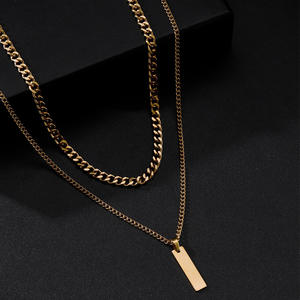 2 шт./комплект, мужское длинное геометрическое ожерелье из нержавеющей стали - Product Image 6