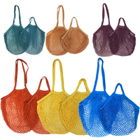 Arc-en-ciel réutilisable coton légumes fruits emballage sac marché grande capacité pochette filet fourre-tout personnalisé maille sacs pour Shopping