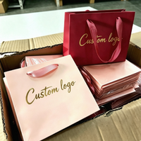 Sacs shopping en papier personnalisés avec poignée en ruban, sacs cadeaux avec estampage à chaud pour l'emballage de cosmétiques, vêtements et bijoux