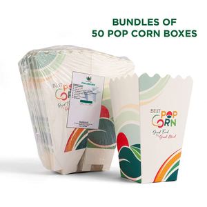 กล่องกระดาษใส่ป๊อปคอร์นแบบกันไขมัน 50 กล่อง บรรจุภัณฑ์สำหรับอาหาร - Product Image 2