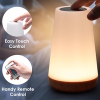 Lampe de table tactile à grain de bois télécommandée et alimentée par piles, lumière d'ambiance pour chambre à coucher, veilleuse en acrylique, cadeau
