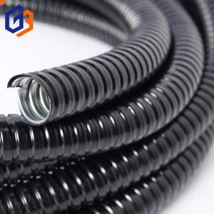 GUBEN DN20 <span class=keywords><strong>20MM</strong></span> プラスチック被覆亜鉛メッキ鋼 PVC 耐燃性電線保護ホース ケーブルベローズ ブラックコンジット - Product Image 3
