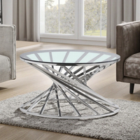 Table basse moderne en acier inoxydable, design 2026, vente chaude, table d'appoint, table d'appoint, ensemble de meubles de salon