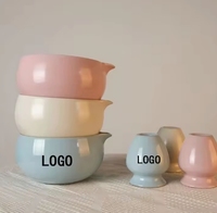 Bol Chawan Bicolore au Design Personnalisé avec Logo, Couleurs Changeantes au Four, Mignon, Luxueux, Écologique, Ensemble d'Outils à Matcha Naturels en Céramique Japandi