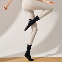 Calcetines de Yoga Antideslizantes de Alta Calidad, Transpirables, de Algodón, Tejidos para Invierno, Calcetines de Pilates con Agarre para Barre, Fitness y Danza para Mujer