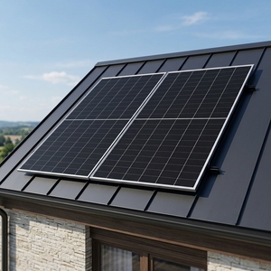 Panneau solaire BC entièrement noir 600W, efficacité 23,2%, sans barres de liaison, module PV monocristallin pour toiture résidentielle BIPV - Product Image 2