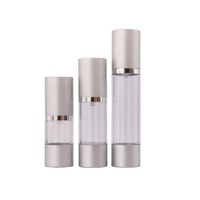 Flacon pompe airless PP de luxe vide personnalisé 50 ml argenté dépoli pour crème contour des yeux, lotion cosmétique et sérum