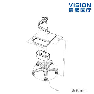 Tablette médicale en alliage d'aluminium <span class=keywords><strong>de</strong></span> style industriel Chariot <span class=keywords><strong>pour</strong></span> ordinateur <span class=keywords><strong>portable</strong></span> à prix d'usine Chariot médical avec <span class=keywords><strong>support</strong></span> métallique - Product Image 6