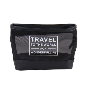 OEM Custom Logo Zipper Nylon Travel Toiletry Organizer Mesh Mini clear pink Women Mesh Makeup Travel Cosmetic <b>Bag</b> - Product Image 5