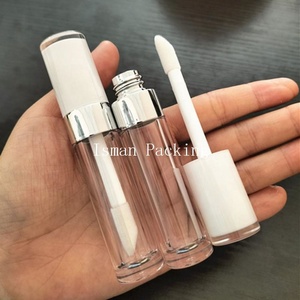 ISMAN Tube de brillant à lèvres rond 5ml avec applicateur grand format, capuchon transparent rose et blanc, anneau argenté, flacon vide pour gloss, <span class=keywords><strong>prix</strong></span> usine - Product Image 3