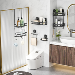 WIREKING Power <strong>Suction</strong> No Drilling Wall Mounted Bathroom Organizer <strong>Shower</strong> Caddies Corner Rack Soap <strong>Holder</strong> - Product Image 1