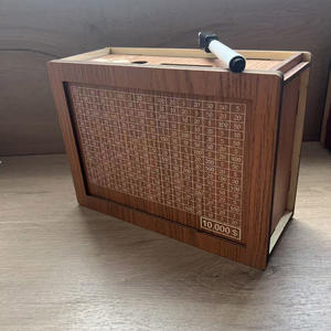 木製おもちゃ子供用マネーボックス子供用1000ユーロドルセービング銀行クリエイティブ木製ピギーバンク - Product Image 2