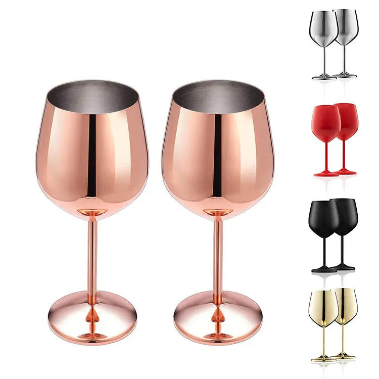 Accesorios de Metal para vino tinto, copa de acero inoxidable, oro rosa, venta al por mayor, barato