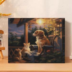 Chenistory diamant peinture <span class=keywords><strong>maison</strong></span> <span class=keywords><strong>point</strong></span> <span class=keywords><strong>de</strong></span> <span class=keywords><strong>croix</strong></span> broderie Art paysage plein rond chien chat photo à <span class=keywords><strong>la</strong></span> main bricolage cadeau - Product Image 2