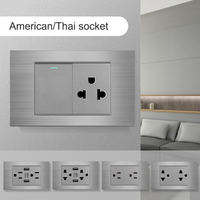 Prise d'interrupteur 16A en aluminium brossé gris américain 110V Installation dissimulée 118 Prise murale Taiwan Panneau Vietnam