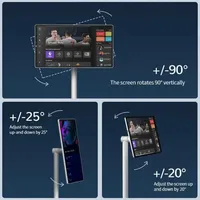 Téléviseur portable 22 pouces avec tablette, caméra 8MP, écran tactile IPS, support à roulettes, home cinéma intelligent, Android 15 TV 1920x1080 Noir USB
