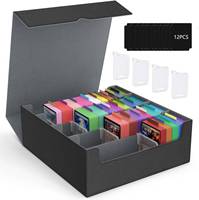 Boîte de rangement pour cartes de jeu de société JUZI en cuir PU, coins carrés, personnalisable, pour 6 joueurs, portable, durable, pour l'intérieur