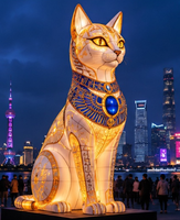 Chat Bastet Égyptien Géant Lumineux Gonflable 2026 avec LED, Étanche et Durable, Alimentation par Prise, Idéal pour Événements et Festivals