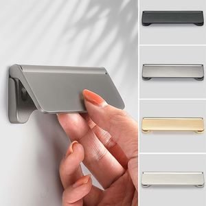 مقبض مخفي من سبائك الزنك على الطراز الحديث ، مقبض أسود ذهبي رمادي ، باب خزانة سحب - Product Image 4