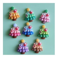 100 piezas de dijes de slime mixtos con forma de árbol de Navidad, 100 piezas de cuentas de resina para juguetes infantiles, accesorios para el cabello, fundas de teléfono y pegatinas DIY