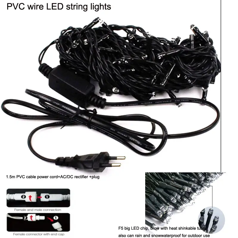 220v IP44 clear PVC Led Garlands String Light Wedding Lighting Fairy Light Outdoor Camping Christmas Decorations 5m 10m