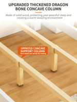 Lit plateforme minimaliste sans tête de lit, taille King Queen, avec sommier à lattes en bois massif, design peu encombrant, pour matelas à ressorts