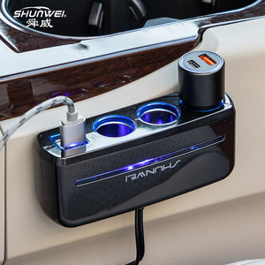 Divisor de Energía para Auto Shunwei con Encendedor de Cigarrillos Doble USB y Puerto 3 en 1 - Product Image 1