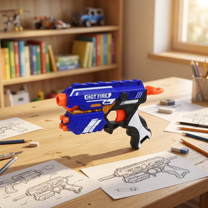 Pistola de Juguete Lanza Dardos Suaves Manual Azul, de Plástico ABS, para Niños, para Fiestas y Juegos - Product Image 6