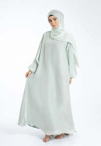 Elegant Muslim lantern Sleeve Maxi <b>Dress</b> with Hijab Dubai Kaftan <b>for</b> Ramadan <b>Eid</b> Shiny-Chiffon Abaya <b>for</b> Women - Product Image 3
