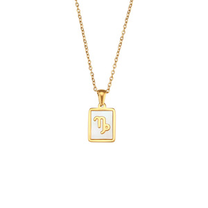 Nouveau collier pendentif coquille signe du zodiaque 12 à la mode chaînes à la mode en acier inoxydable plaqué or 18 carats pour les femmes qui ne se fanent pas - Product Image 6